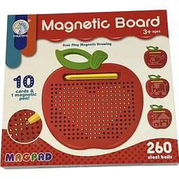 Розвиваюча гра G-Toys  Планшет Дощечка магнітна Яблуко  металеві кульки 260 шт. картки 10 шт.
