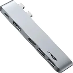 USB-хаб Ugreen 5-in-2 USB C Hub for MacBook Pro/Air Silver (CM251/60559) [72724]