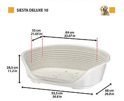 Пластиковий лежак для собак і котів Ferplast Siesta Deluxe 10 сірий 93,5×68×28,5 см 70210947 - мініатюра 2