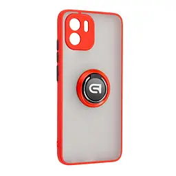 Чехол с кольцом-держателем для Xiaomi Redmi A2, Frosted Matte Ring, красный, защитная панель с матовой задней стенкой, противоударный чехол с защитой всего корпуса, TPU + поликарбонат (PC), с защитой камеры, ArmorStandart (ARM68377)