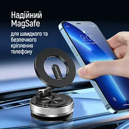 Тримач для телефона + магнітне кільце MagSafe 360 - Colorway чорний (CW-CHM21-BK) - мініатюра 5