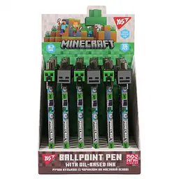 Ручка масляна YES 412175 Minecraft 0,7 мм, синя (36)