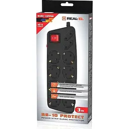 Мережевий фільтр живлення REAL-EL REAL-EL RS-10 Protect, 3m, black (EL122300039) - мініатюра 8