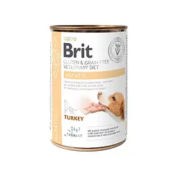 Вологий корм Brit GF VetDiet Hepatic для собак, для підтримки роботи печінки, індичка та горошок 400 г (арт.100278)