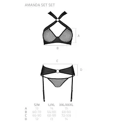 Сітчастий набір: бюстгальтер із халтером Passion Amanda Set black L/XL - мініатюра 7
