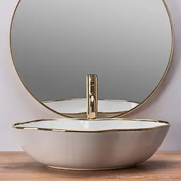 Умивальник Rea Pearl 51,5x37,5 gold edge (REA-U0696), Глянцева - мініатюра 3