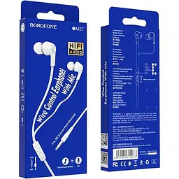 Навушники Borofone BM37 Noble sound із мікрофоном білі - мініатюра 3