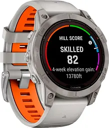 Смарт-годинник Garmin Fenix 7X Pro Sapphire Solar Edition Titanium with Fog Gray/Ember Orange Band (010-02778-14) [86521] - мініатюра 2