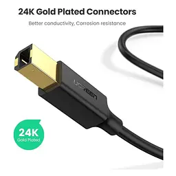 Кабель для принтера USB 2.0 AM/BM 1.5m Black Ugreen (10350) - мініатюра 2