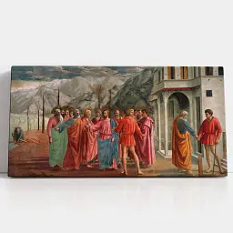 Інтер'єрна картина Диво з динарієм, Мазаччо, Masaccio, The Tribute Money, релігійний декор, 60×122 см (id6975)