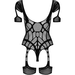 Нейлоновий бодістокінг з імітацією гартер Obsessive Bodystocking G334 S/M/L, Black, з доступом - мініатюра 4