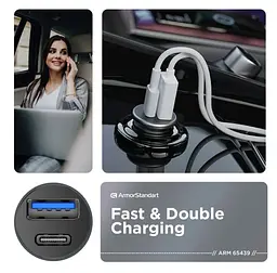 Автомобільний зарядний пристрій ArmorStandart 20 W Type-C+USB (ARM65439) сірий - мініатюра 6