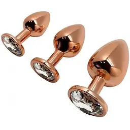 Металева анальна пробка Wooomy Tralalo Rose Gold Metal Plug Size M - мініатюра 4