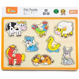 Дерев'яна рамка-вкладиш Viga Toys Домашні тварини 8 елементів (50017) - мініатюра 3