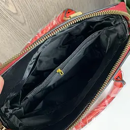 Сумка жіноча через плече класична стильна лакова під рептилію Червона 664К - мініатюра 7