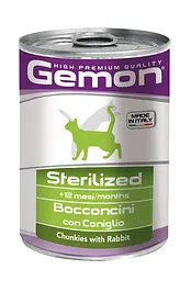 Вологий корм Gemon Cat Wet Sterilized для стерилізованих кішок з кроликом 415 гр