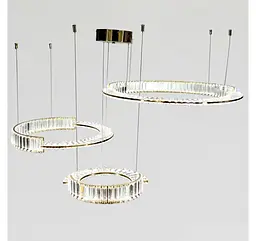 Підвісна LED-люстра Artlight 561/80+60+40 з трьома кришталевими кільцями, латунь, 195 Вт, від 20-30 м² - мініатюра 3