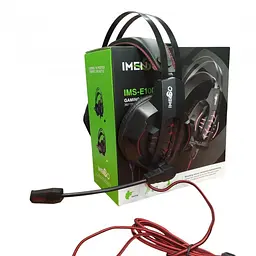 Ігрові дротові навушники IMENSO IMS-E1007 RGB USB+3.5 Червоні