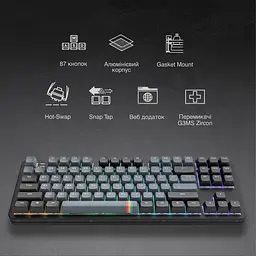 Ігрова клавиатура Dark Project ALU87 Midnight ENG/UA (DPKB_MIDNIGHT_87_ANSI_UA) - мініатюра 3
