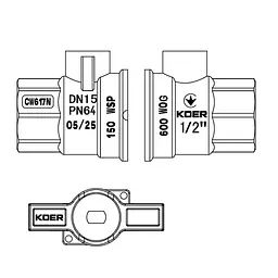 Кран з американкою Koer Extreme KE.227-15 - 1/2" ручка "метелик" червона KR5765 - мініатюра 5