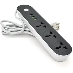 Мережевий фільтр ТВ-Т56, 3 розетки + 3 USB, 2 м, перетин 3х0,75мм, 2500W, Black, Box