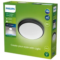 Світильник Philips Doris Outdoor Ceiling 6W 40K Black IP54 HV для вуличного використання чорний (929003190901) - мініатюра 2