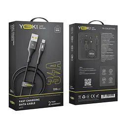 Кабель для заряджання та обміну даними USB Yoki YK-LE17 LED Series USB/MicroUSB 60W 3A/20V 1.2 m Black - мініатюра 2