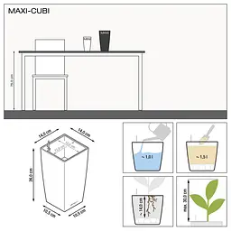 Вазон Lechuza Maxi-Cubi, 1.5 л, білий (18050) - мініатюра 4