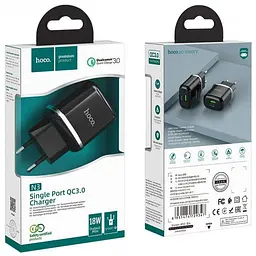 Мережевий зарядний пристрій Hoco N3 Special single port 1USB, QC3.0 3A Black - мініатюра 5