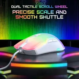 Комп'ютерна мишка Onikuma ігрова C-22 Pro з RGB підсвіткою та 6400 DPI дротова для ПК та ноутбука білий - мініатюра 6