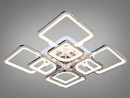 Люстра стельова LED Diasha 8060/4+4HR, 190W, 3200K-6500K, хром, сучасний стиль для кухні, вітальні, спальні, дитячої, коридору - мініатюра 5