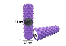 Масажний ролик EasyFit Grid Roller Extreme 45 см Фіолетовий - мініатюра 2