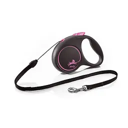 Рулетка Flexi Black Design для собак трос розмір S 5 м рожева