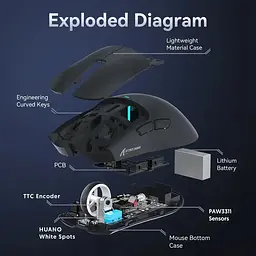 Мишка ігрова бездротова Attack Shark X11 22000 DPI PAW3311 із зарядною станцією black - мініатюра 3