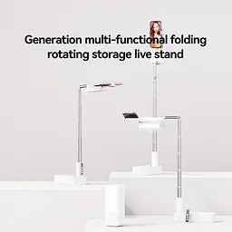 Підставка-тримач настільний USAMS US-ZB265 Multi-function Rotatable Folding Storage Live Stream White - мініатюра 2