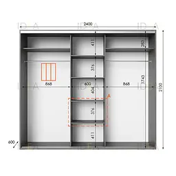 Шафа-купе Idea серія 6 240 x 60 x 210 см Венге темний - мініатюра 2