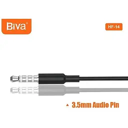 Навушники з мікрофоном Biva HF-14 Wirred Earphones With Mic Black - мініатюра 3