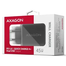 Зарядний пристрій AXAGON 1xUSB QC4.0 + 1xUSB-C PD45W PPS black (ACU-PQ45) - мініатюра 2