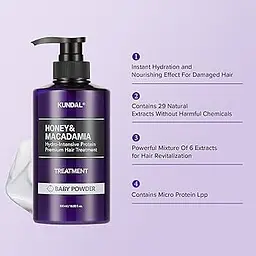 Кондиціонер для волосся Kundal Honey & Macadamia Protein Treatment Baby Powder з ароматом дитячої присипки 500 мл - мініатюра 3