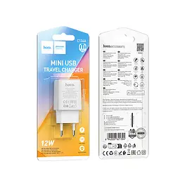 Мережевий зарядний пристрій Hoco C134A Solid single port charger(EU) Білий - мініатюра 2