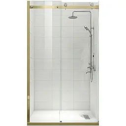 Двері в нішу Koer SR SD01-120x200-TR-12 прозоре скло Easy Clean 8 мм, матове золото KR5377, універсальні, прозорий, золотий
