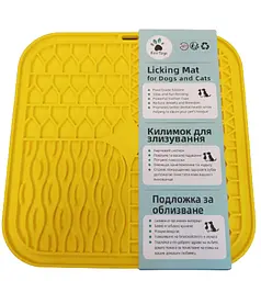 Килимок для злизування для собак та котів EcoToys антистрес силіконовий жовтий 20х20 см 67752 - мініатюра 3