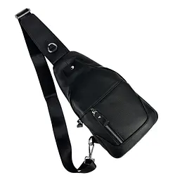 Шкіряний чорний слінг через плече Tiding Bag A25F-6809-1A чорний - мініатюра 7