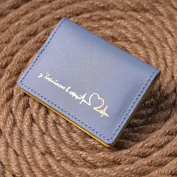 Шкіряна обкладинка на документи комбі двох кольорів Серце Grande Pelle 16707 жовто-блакитна - мініатюра 8