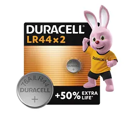 Батарейка Duracell LR44 1.5V спеціалізована лужна типу таблетка, 76A/A76/V13GA, 2шт. в упаковці (5000394504424 / 5007795) - мініатюра 2