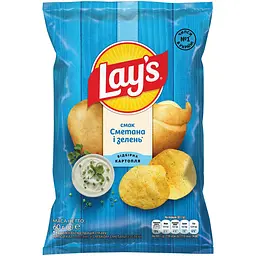 Чипси Lays зі смаком сметани і зелені 60 г (920458)