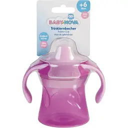 Чашка-непроливайка з ручками Baby-Nova 220 мл рожевий (3966043) - мініатюра 2