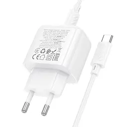МЗП Hoco CS55A Surplus PD30W+QC3.0 (1USB-A/1C) + кабель Type-C to Type-C White - мініатюра 7