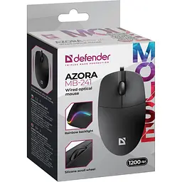 Мишка Defender Azora MB-241, 3кн., 1200dpi, чорна - мініатюра 5