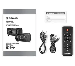 Портативна колонка бумбокс REAL-EL X777-PSS Boombox 65W Bluetooth TWS, RGB, Black - мініатюра 9